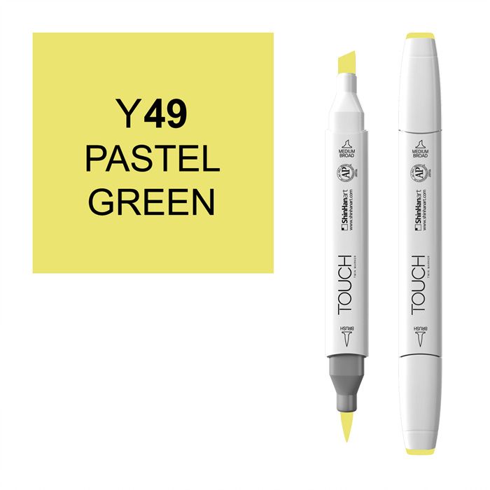 Маркер спиртовой BRUSH Touch Twin цв. Y49 пастельный зеленый маркер двухсторонний на спиртовой основе sketchmarker brush майский зеленый