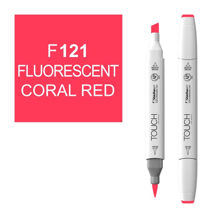 Маркер спиртовой BRUSH Touch Twin цв. F121 флуорисцентный красный маркер кисть акварельный koi блендер