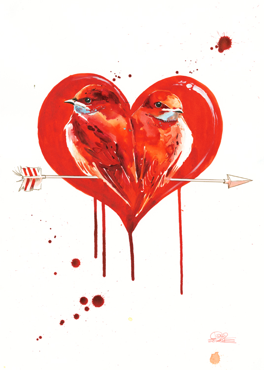 Постер Принт Love birds by Lora Zombie A4 220LZLOVE_A4
