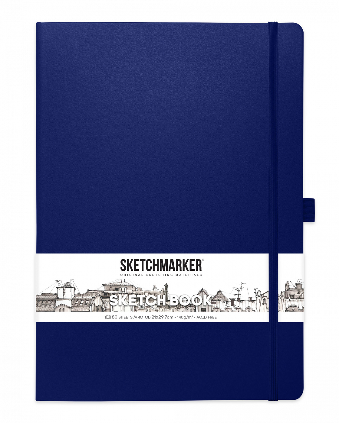 Блокнот для зарисовок Sketchmarker 21х30 см 80 л 140 г, твердая обложка Королевский синий ежедневник в мягкой обложке будь первым не только на луне а5 80 листов