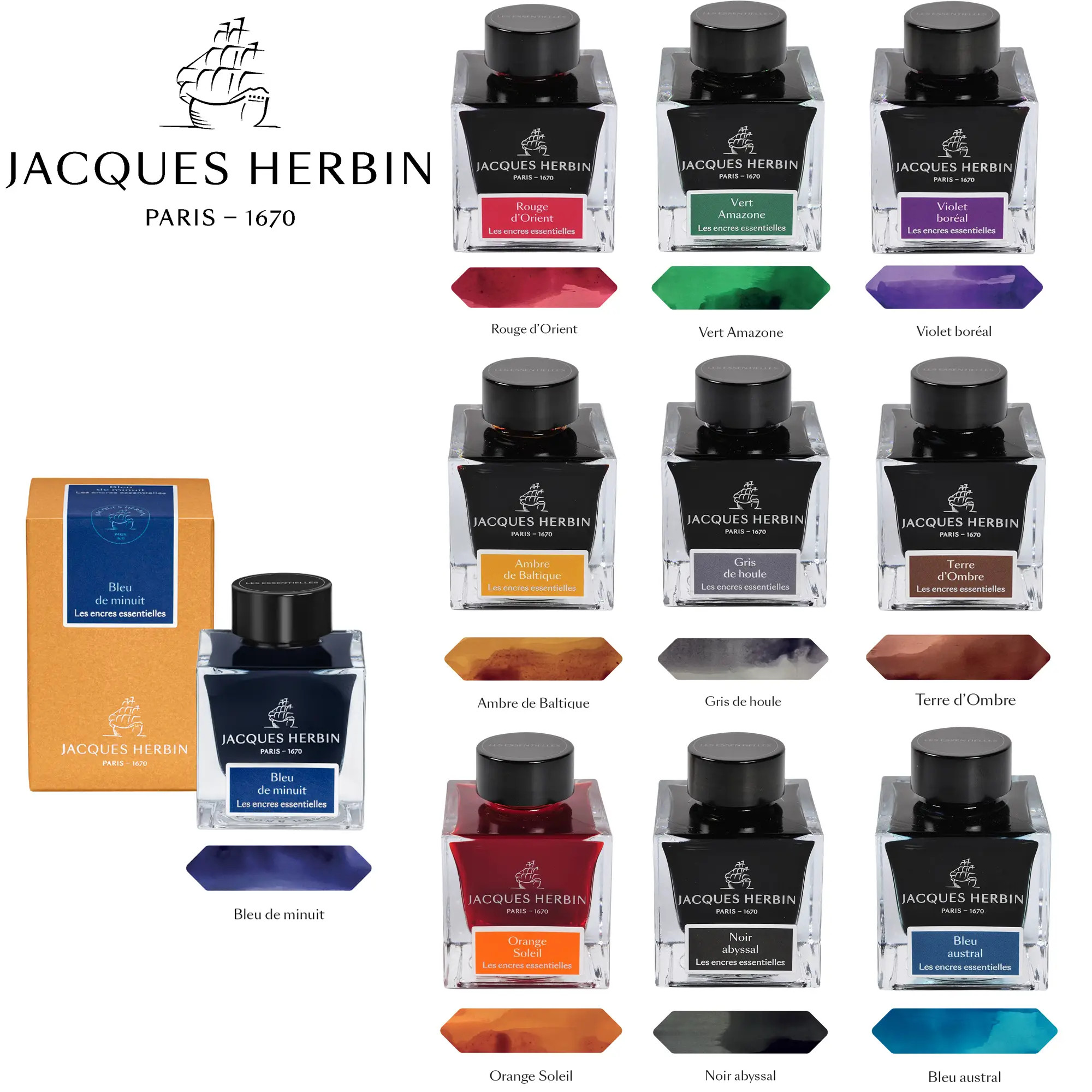 Чернила в банке Herbin Prestige, 50 мл, Noir abyssal Черный Herbin-13109JT - фото 3