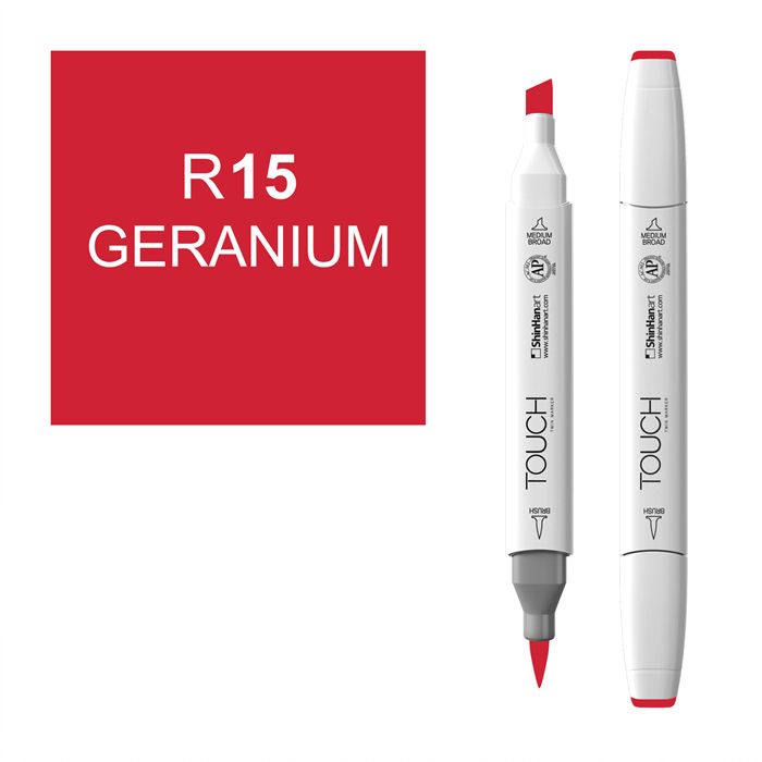 Маркер спиртовой BRUSH Touch Twin цв. R15 красная герань