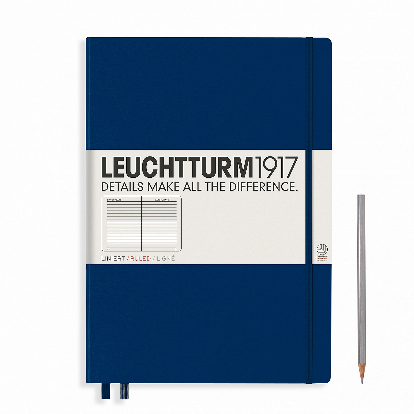 Записная книжка в линейку Leuchtturm Master A4+ 235 стр., твердая обложка темно-синяя записная книжка в клетку leuchtturm master a4 235 стр твердая обложка темно синяя