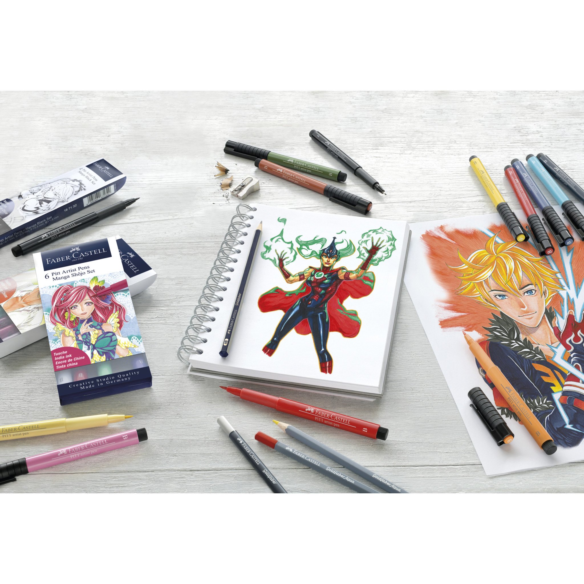 Набор капиллярных ручек Faber-Castell "Pitt Artist Pens Manga Sh?jo Brush", ассорти, 6 шт., пластик. Вид№3