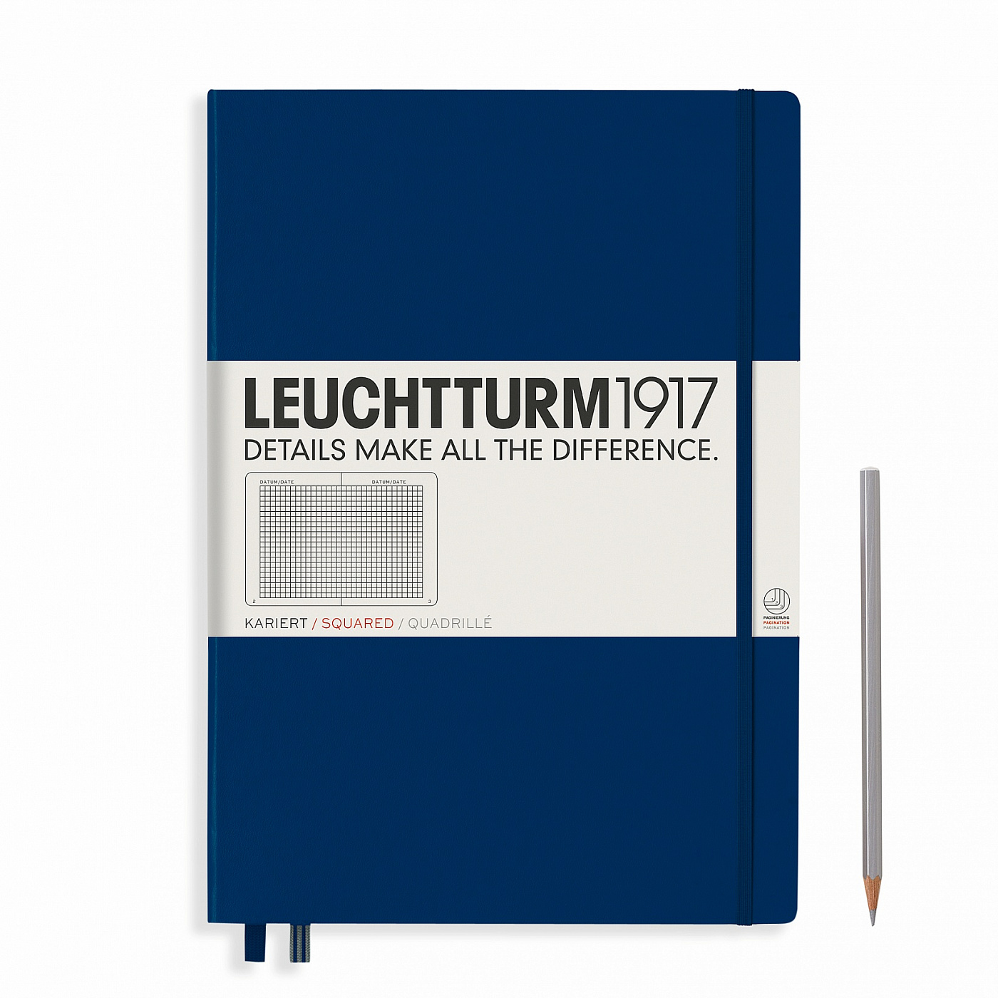 Записная книжка в клетку Leuchtturm Master A4+ 235 стр., твердая обложка темно-синяя один или много книжка с наклейками