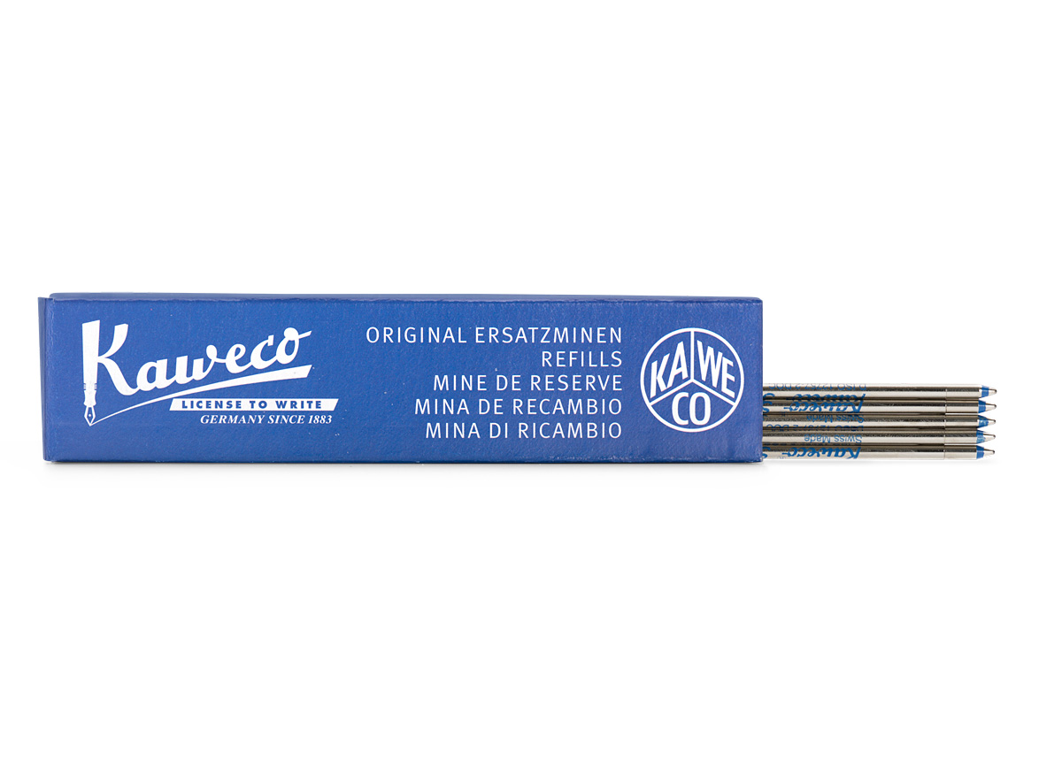 Набор стержней для шариковых ручек KAWECO D1, 5 шт, 1,0 мм, синий чехол для ручек kaweco eco для 2 длинных ручек кожаный