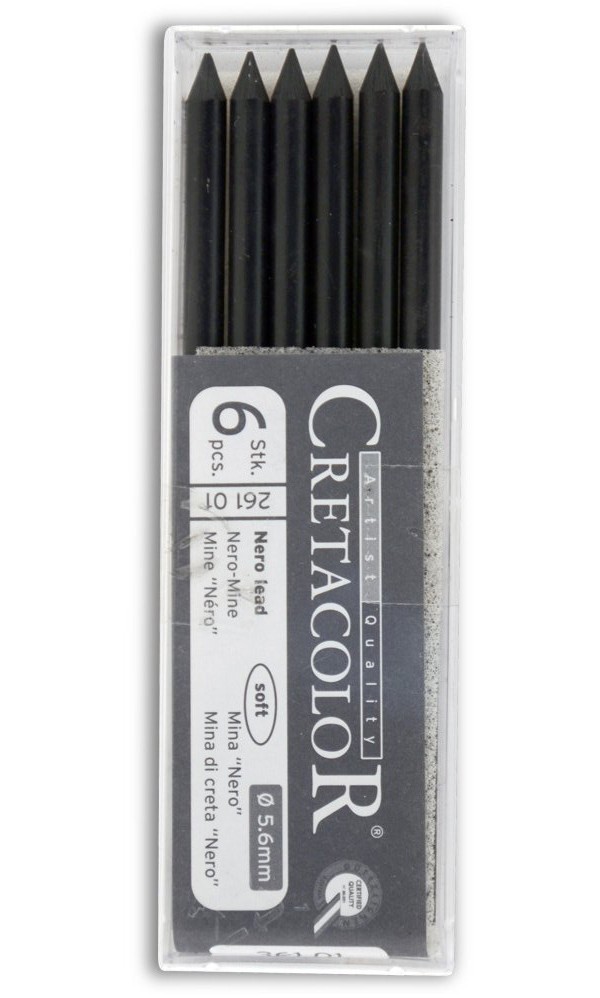 Набор стержней для цангового карандаша Cretacolor 6 шт 5,6 мм, уголь мягкий