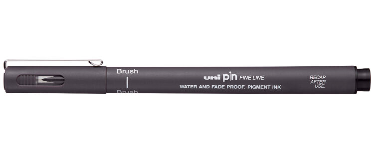 Линер UNI PIN brush 200 (S) кисть, темно-серый линер uni pin brush 200 s кисть темно серый