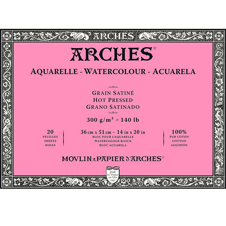 Альбом-склейка для акварели Arches Satin 36x51см 20 л 300 г Натуральный белый