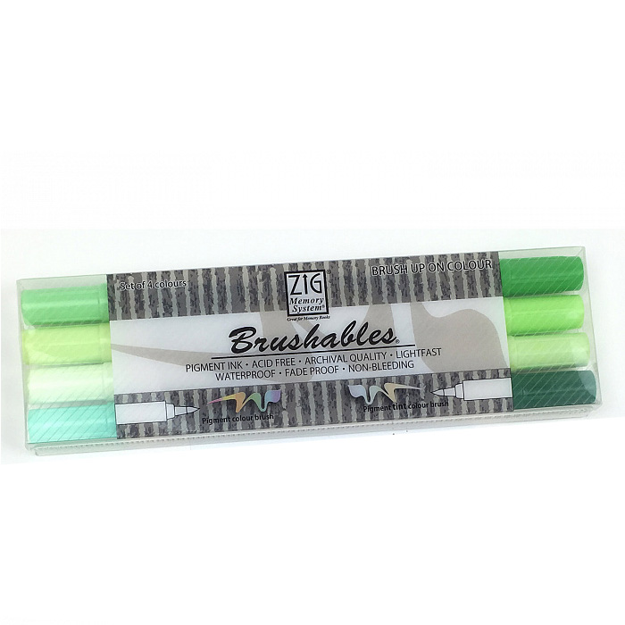 Набор маркеров ZIG Brushable 4 шт Зеленые оттенки ZIG-MS7700/4VGR ZIG-MS7700/4VGR - фото 1