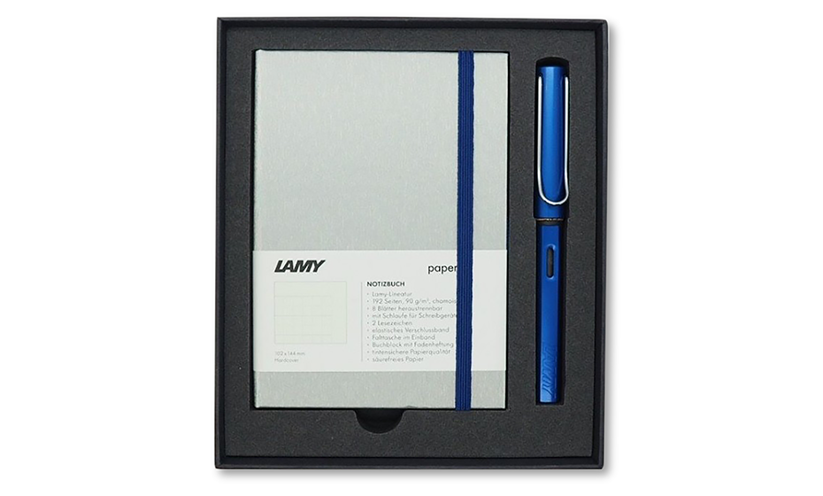 Набор ручка перьевая LAMY Al-star, F, Синий+Записная книжка, твердый переплет, А6, синий ручка перьевая lamy 077 aion f темно синий