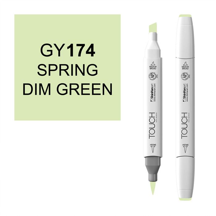 Маркер спиртовой BRUSH Touch Twin цв. GY174 весенний зелёный маркер кисть акварельный koi блендер