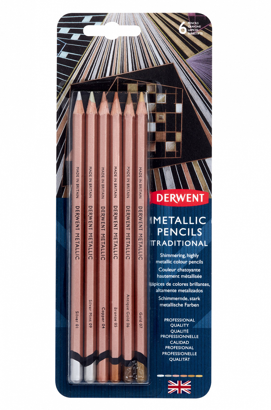 набор карандашей ных derwent metallic 6 пастельных ов в блистере Набор карандашей цветных Derwent 