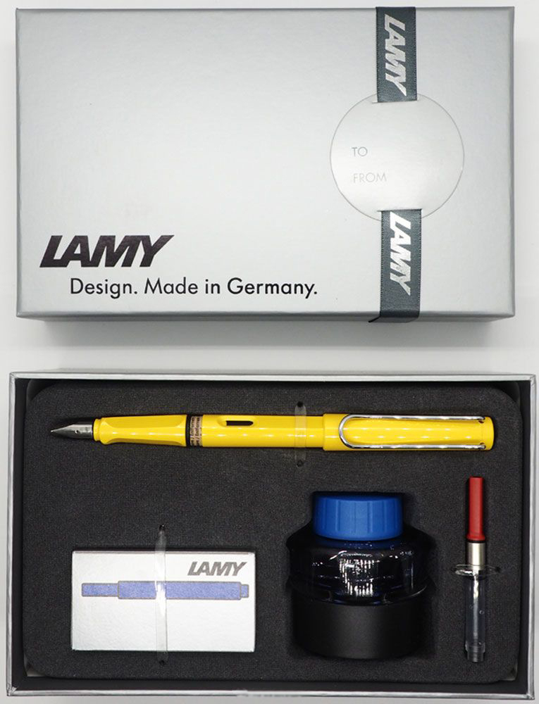 Набор ручка перьевая LAMY Safari, F корпус желтый+ картридж синий+ чернила син.+ конвертер ?Lamy-4000214/1608927 ?Lamy-4000214/1608927 - фото 1