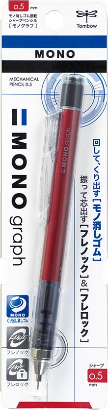 Карандаш механический Tombow Mono Graph 0,5 мм, красный корпус, в блистере