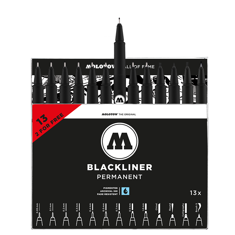 Набор линеров MOLOTOW Blackliner complete set 13 шт MLT-200495 - фото 4