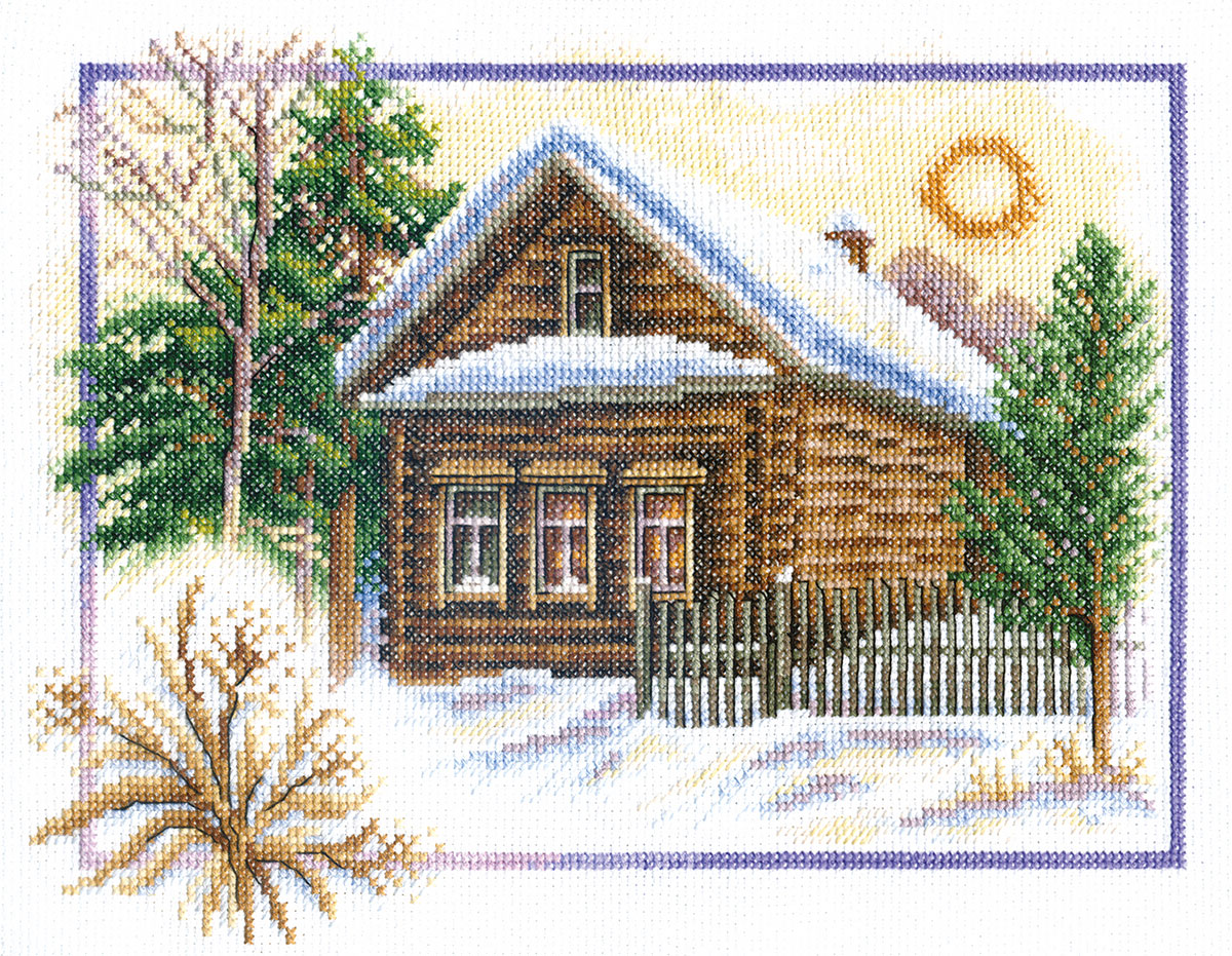 Набор для вышивания крестом дом вышивка домик-зима