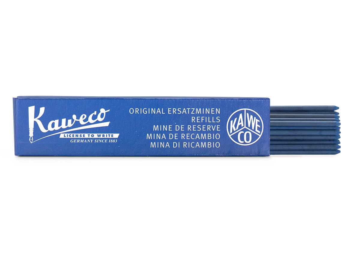 набор стержней для шариковых ручек kaweco g2 3 шт 0 8 мм синий Набор грифелей для механических карандашей KAWECO 2,0 мм НB 24 шт синий в картонной упаковке