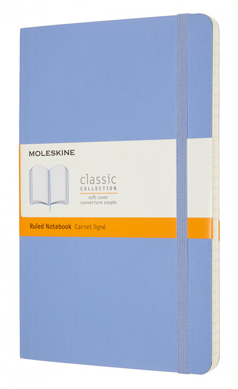 Записная книжка в линейку Moleskine "Classic Soft" Large 13х21 см 192 стр., обложка мягкая голубая г