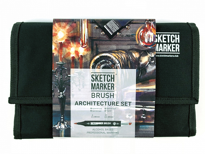 Набор маркеров Sketchmarker Brush 24 Architecture Set- Архитектура (24 маркеров+сумка органайзер)