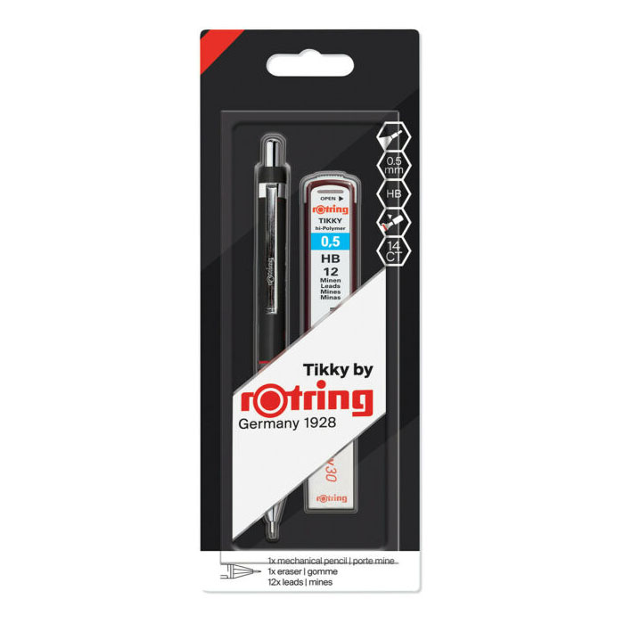 Набор Rotring "Tikky": мех.карандаш 0,5 HB, грифели 0,5 HB, ластик, блистер