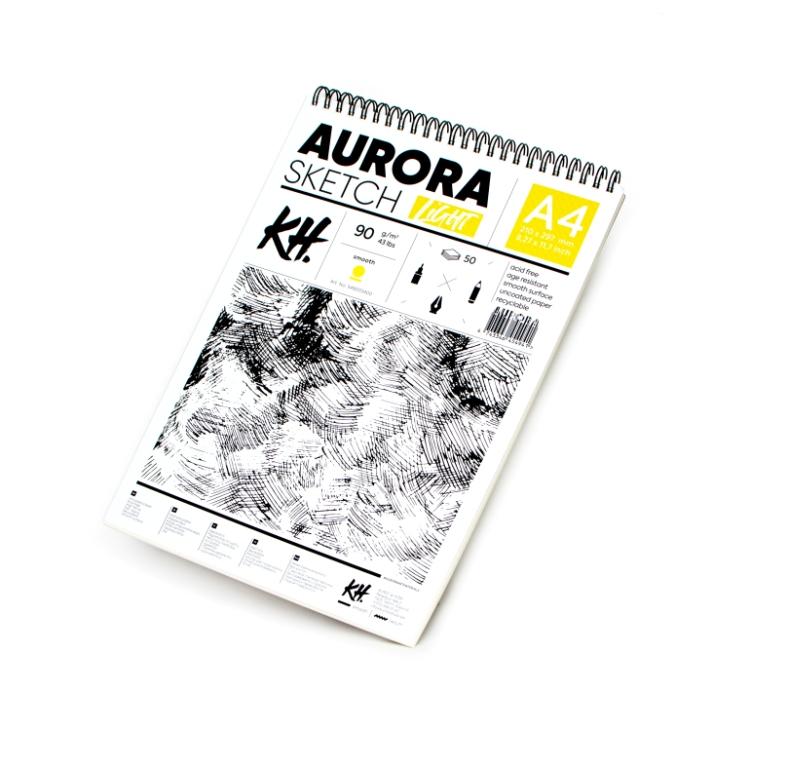 Скетчбук для набросков на спирали Aurora Light А4 50 л 90 г фотообои спирали m 423 4 полотна 400х270 см