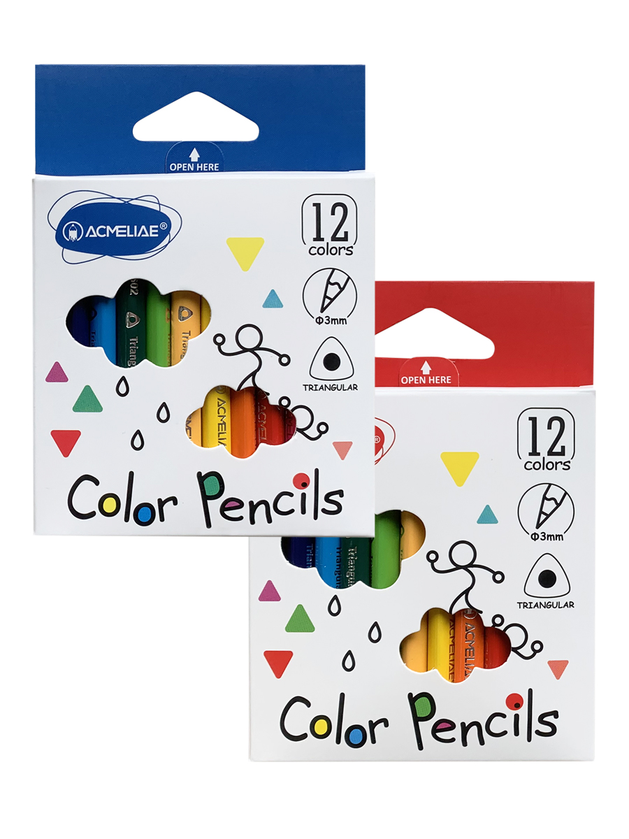 Набор цветных карандашей укороченных трехгранных Acmeliae 12 цв, в картонном футляре готовим руку к письму прописи для детского сада с наклейками