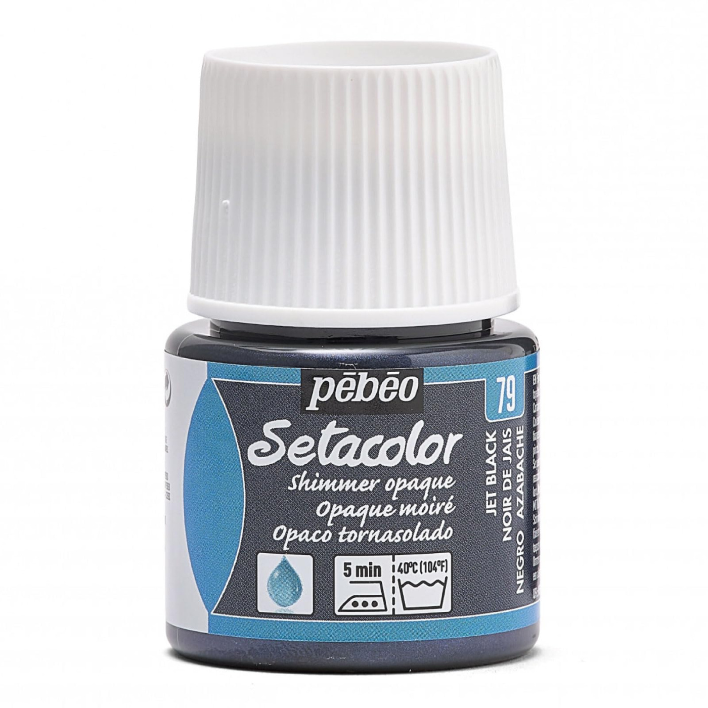 Краска нерастекающаяся мерцающая по тканям Pebeo Setacolor Opaque Moire 45 мл черный смолянной 178₽