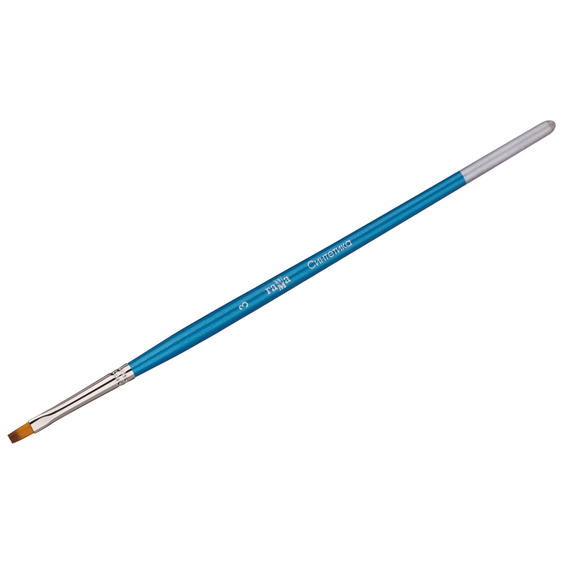 Кисть синтетика №3 плоская Гамма короткая ручка кисть для каллиграфии коза гамма бамбуковая ручка