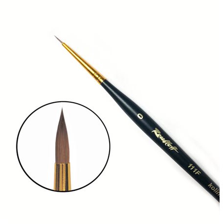 Кисть колонок 0 круглая Roubloff 111F фигурная коротка ручка матовая 383₽