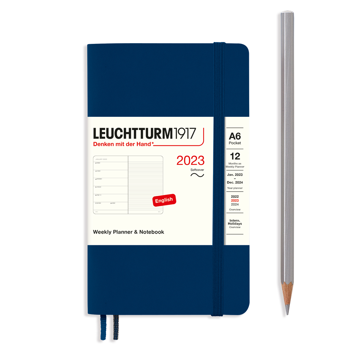 Еженедельник датир. Leuchtturm1917 Pocket A6 на 2023г, 72л, м. обл, цвет: Синий Неви Lecht-365928 - фото 1