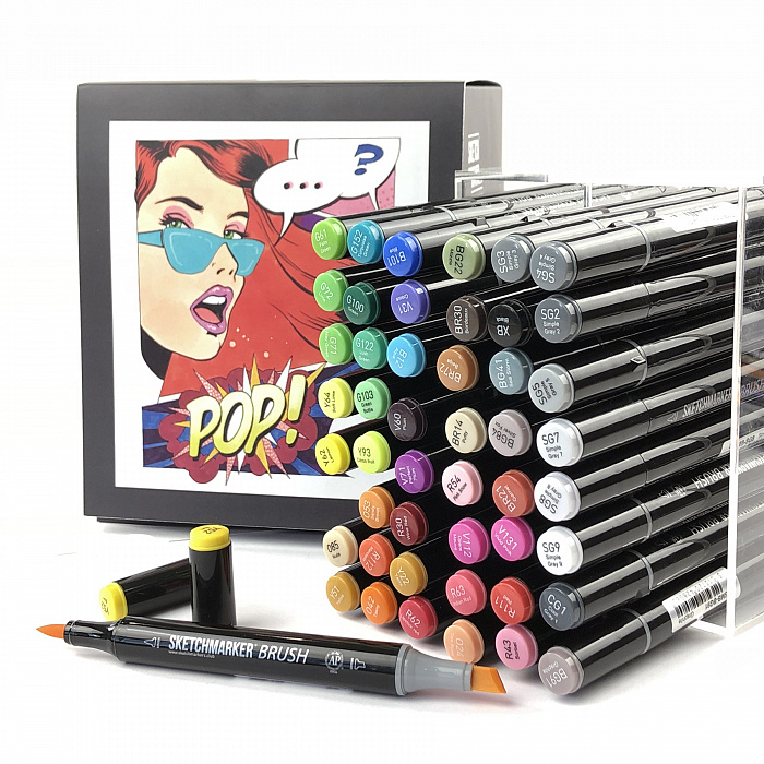 Набор маркеров Sketchmarker Brush 48 Pop Artl style- Поп Арт (48 маркеров в пластиковом кейсе)