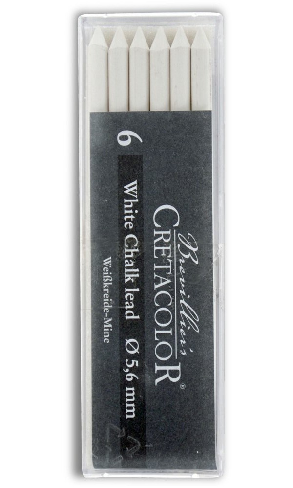 Набор стержней для цангового карандаша Cretacolor 6 шт 5,6 мм, белый мел набор грифелей для механического карандаша stabilo 12 шт 0 5 мм