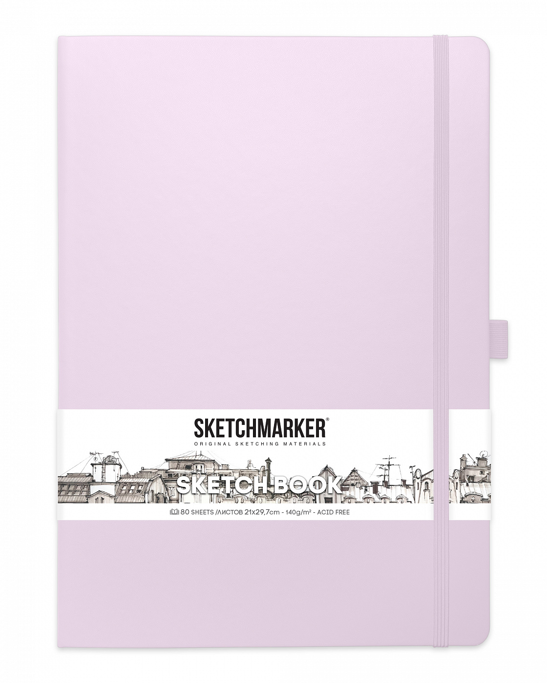 Блокнот для зарисовок Sketchmarker 21х30 см 80 л 140 г, твердая обложка Фиолетовый пастельный ежедневник в твердой обложке а5 80 листов крутой мужик