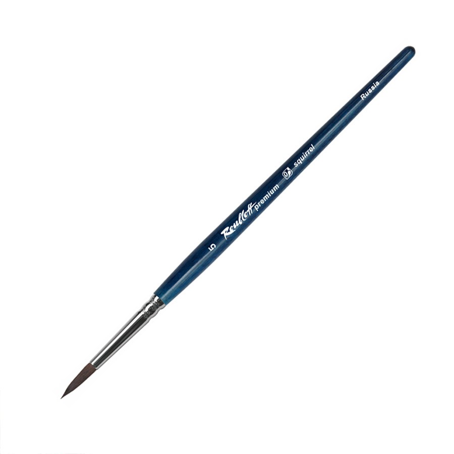 Кисть белка №2 круглая удлиненная Roubloff premium ручка синяя короткая