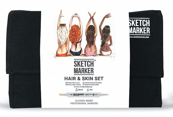 Набор маркеров Sketchmarker Hair&Skin set 24 Оттенки волос и тела (24 маркера + сумка органайзер) SKM-24skin - фото 1