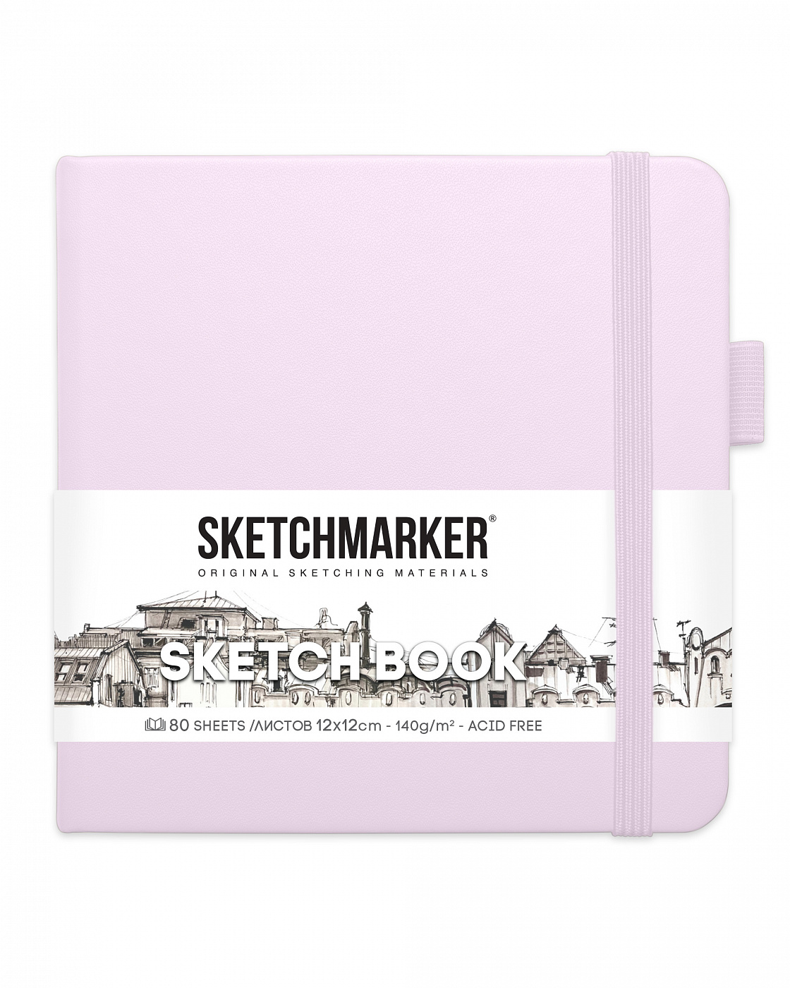 Блокнот для зарисовок Sketchmarker 12х12 см 80 л 140 г, твердая обложка Фиолетовый пастельный тайна средневековых текстов