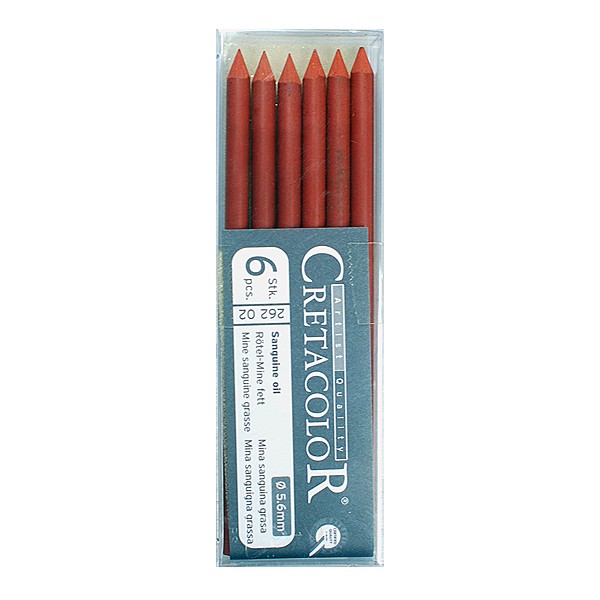 Набор стержней для цангового карандаша Cretacolor 6 шт 5,6 мм, сангина масляная волшебная школа карандаша и самоделкина