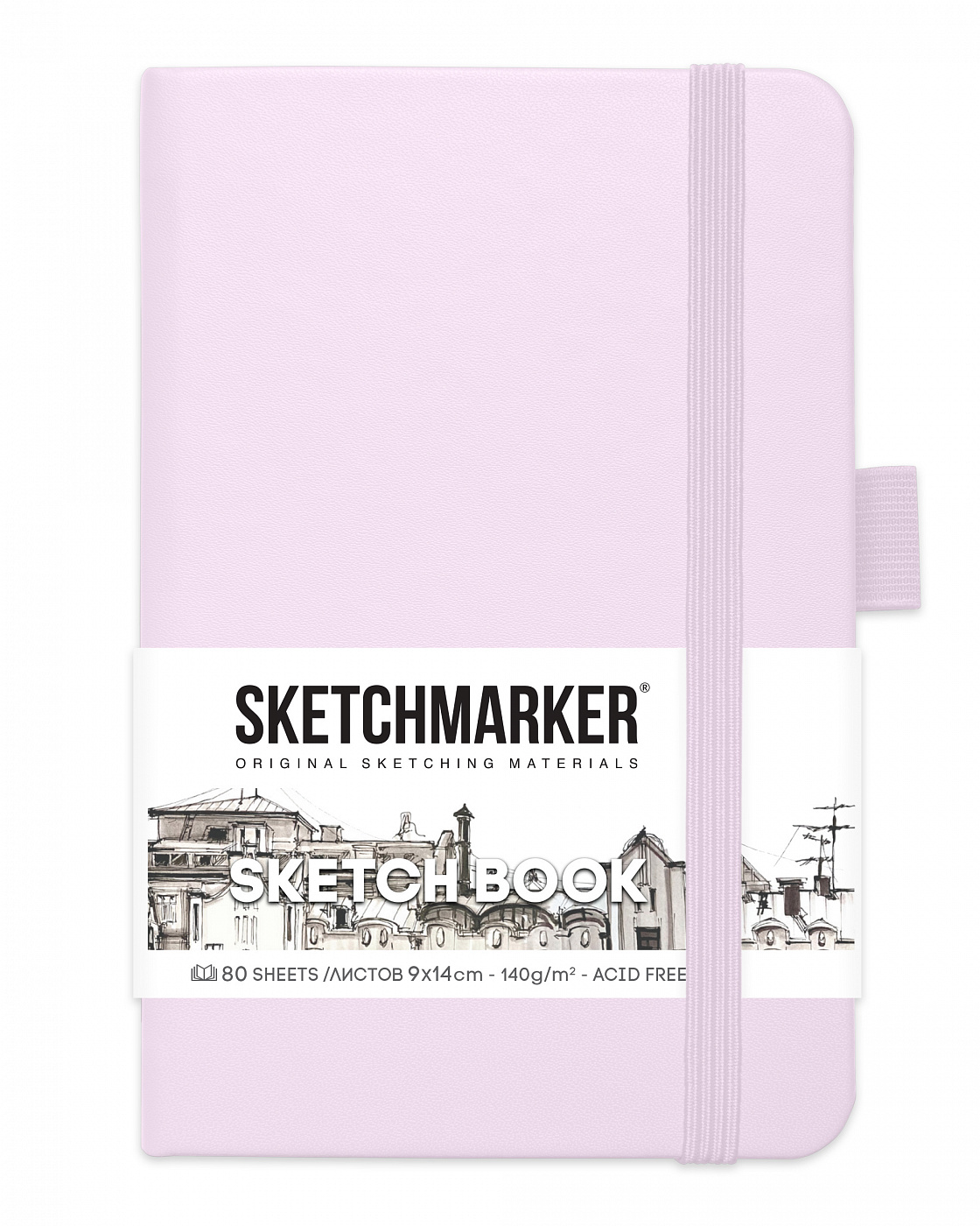 Блокнот для зарисовок Sketchmarker 9х14 см 80 л 140 г, твердая обложка Фиолетовый пастельный ежедневник в твердой обложке а5 160 л мрамор