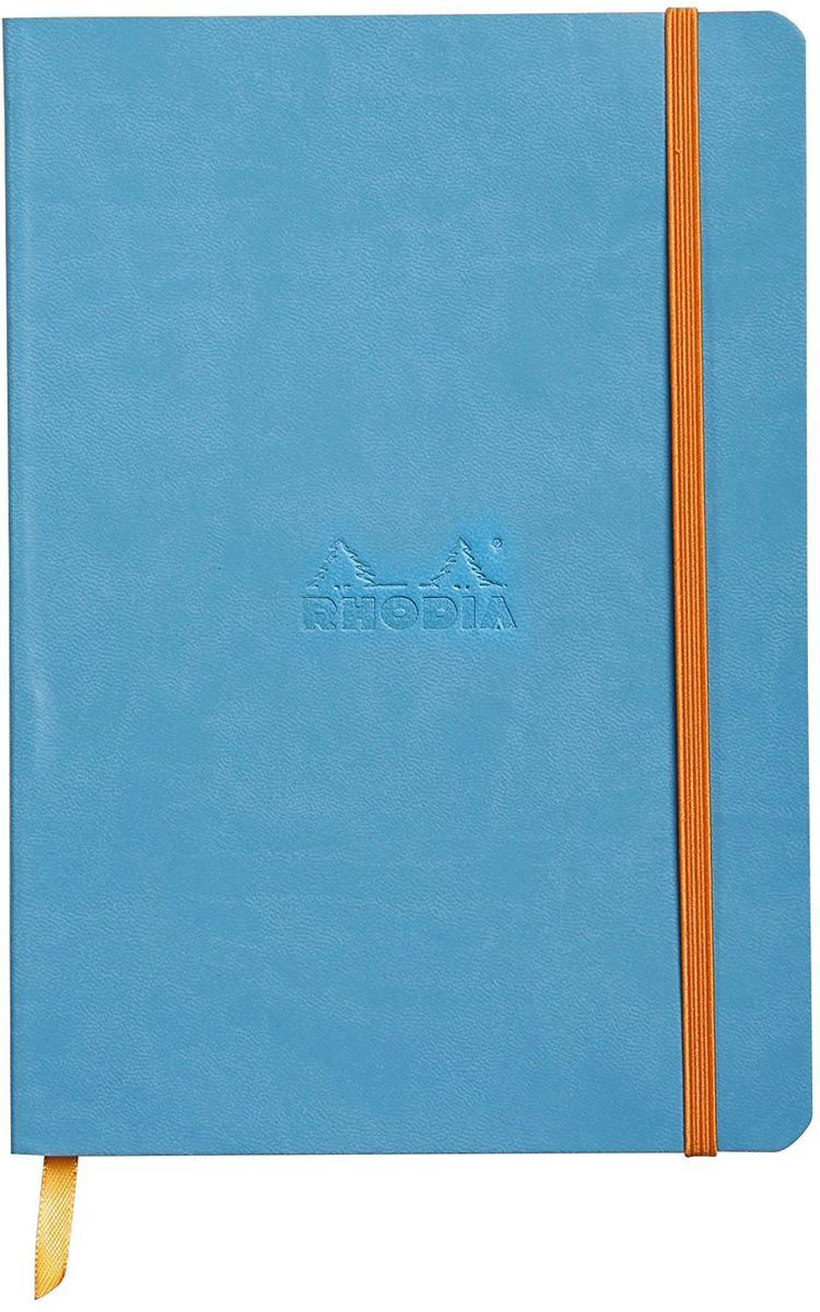 Записная книжка в линейку Rhodia Портрет А5 96 л 90 г, обложка: иск. кожа, бирюзовая
