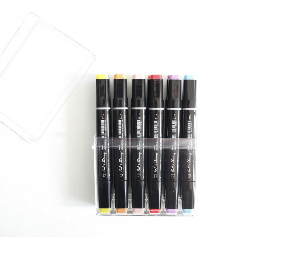 Набор маркеров Fat&Skinny 12 шт Brush Main, основные цвета