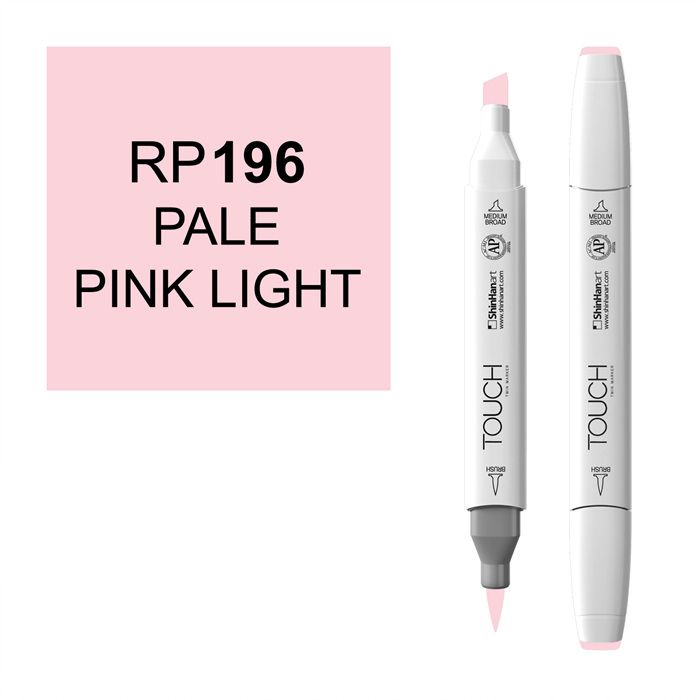 Маркер спиртовой BRUSH Touch Twin цв. RP196 бледный пастельно-розовый маркер двухсторонний на спиртовой основе sketchmarker brush яркий розовый