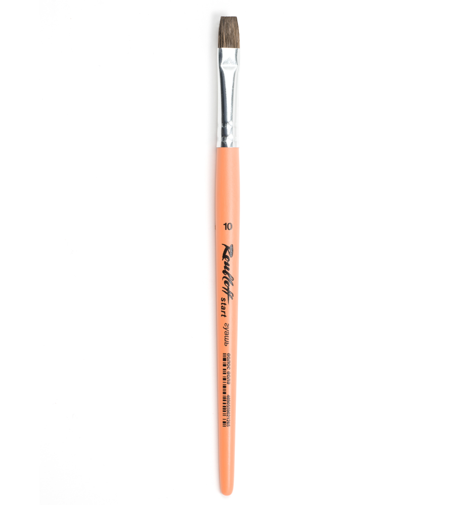 Кисть волос вола 10 плоская Roubloff start ручка короткая оранжевая матовая серебристая обойма 472₽