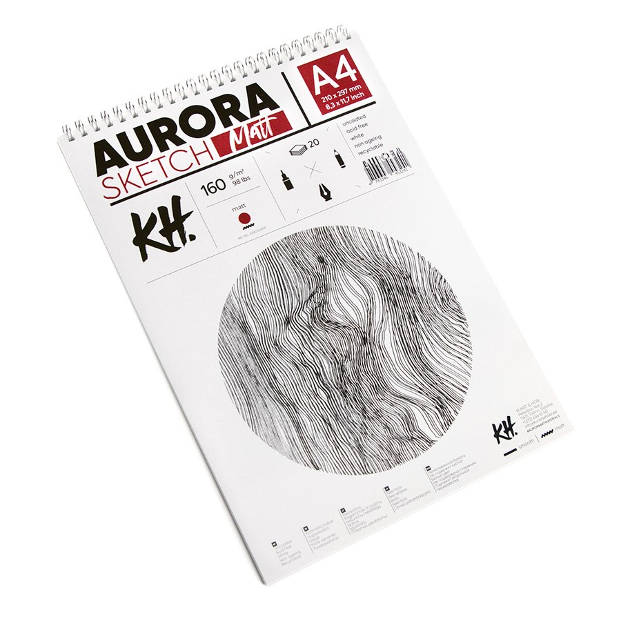 Скетчбук для набросков на спирали Aurora Smooth&Matt А4 20 л 160 г скетчбук на спирали aurora recycled а4 50 л 110 г серая бумага
