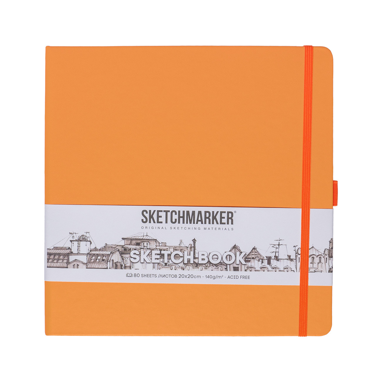 Блокнот для зарисовок Sketchmarker 20*20 cм 80 л 140 г, твердая обложка Оранжевый неон головоломка тексты для текстов не читающих стихотворения и проза