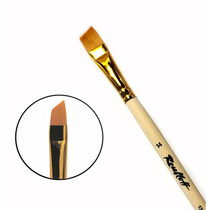 Кисть синтетика №14 скошенная Roubloff "1362" длинная ручка п/лак