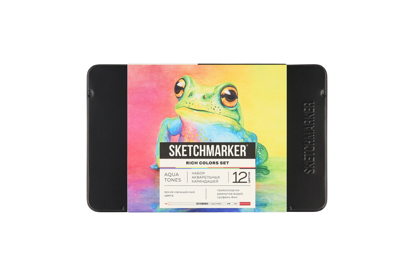 Набор карандашей акварельные Sketchmarker Яркие цвета 12 цветов жестяной пенал 610₽