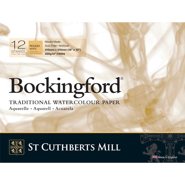 Альбом-склейка для акварели Bockingford Rough крупное зерно 41х31 см 12 л 300 г белый