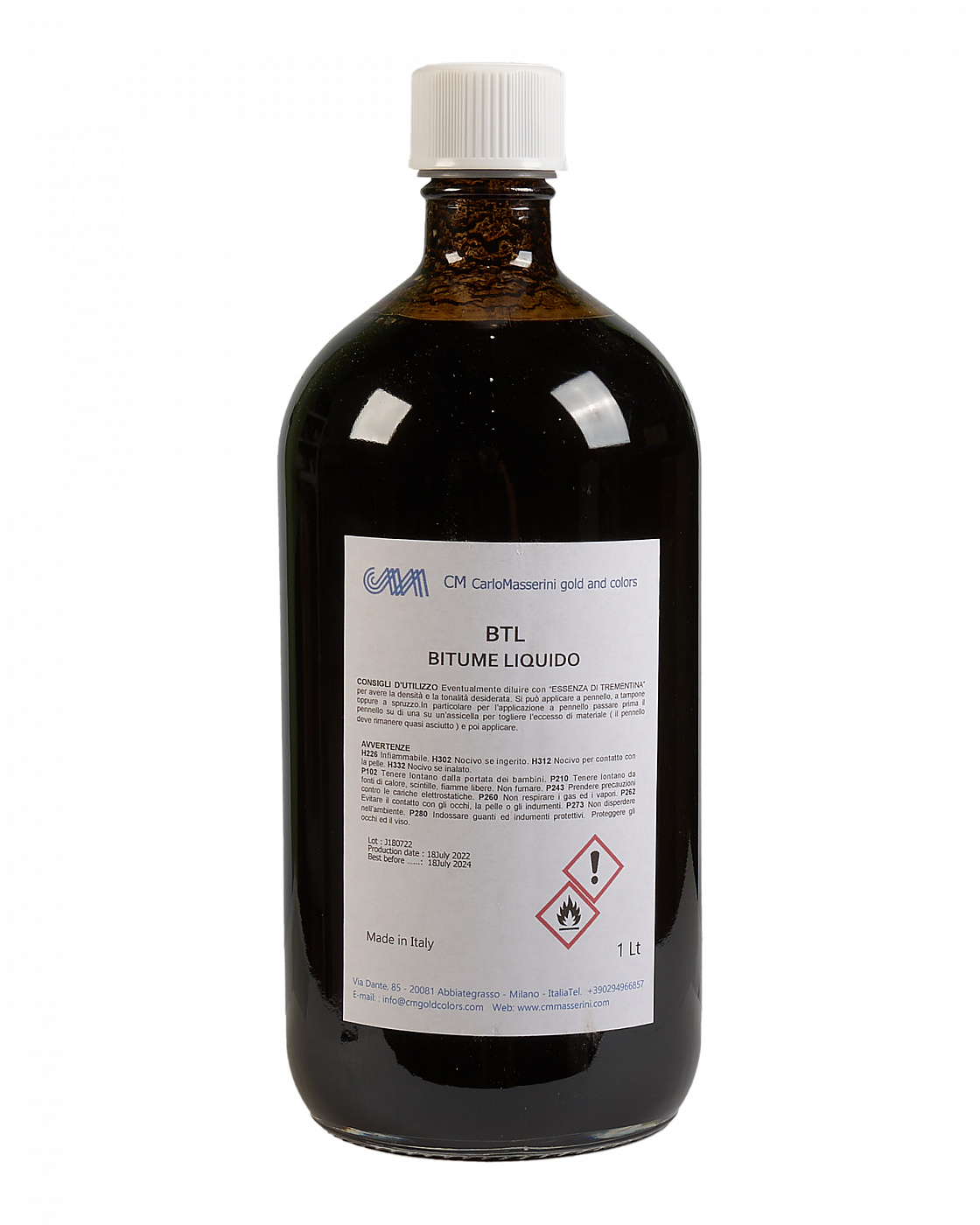 Битум жидкий Masserini 1000 мл, стеклянная бутылка битум на водной основе ferrario 75 мл