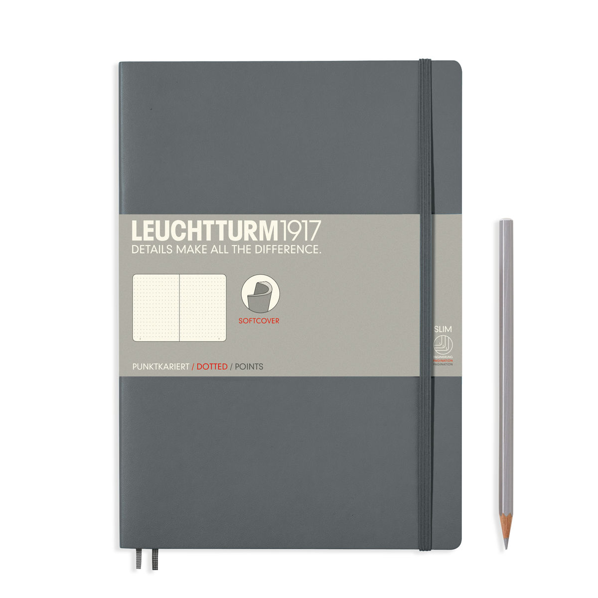 Записная книжка в точку Leuchtturm Composition В5 123 стр., мягкая обложка глубокий серый Lecht-355314 - фото 1